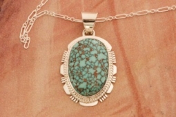 Genuine Turquoise Mountain Mine Sterling Silver Pendant